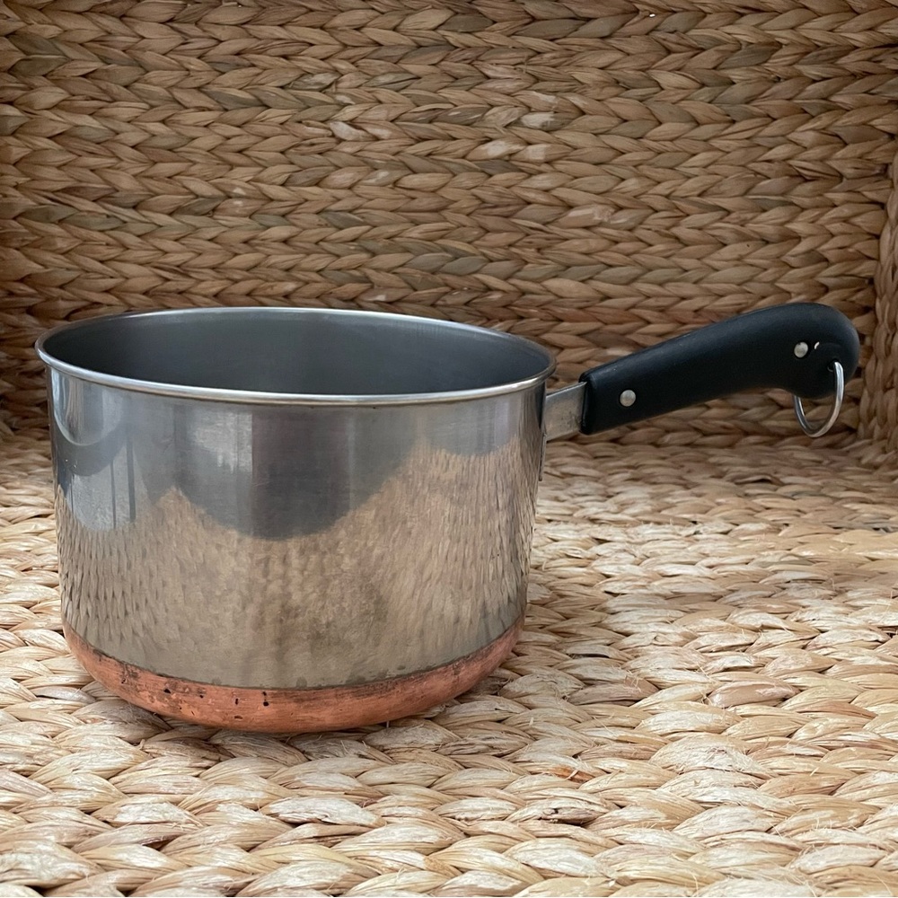 Vintage Revere Ware 1801 copper-clad stainless steel saucepan 3QT‎